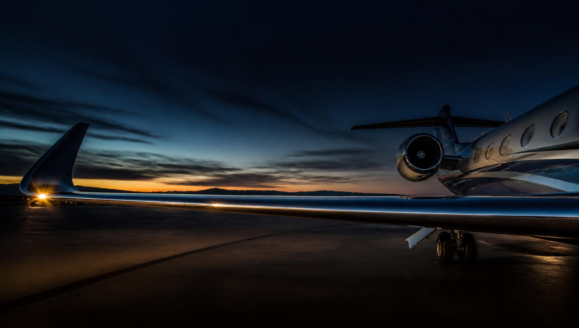 Private jet on a quiet ramp at dawn